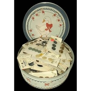 Vintage Goose Tin Sewing Buttons Lot 299 Unisex OS Multicolor Mixed Fasteners